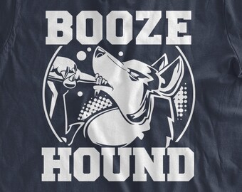 Booze Hound T-shirt Funny Drinking Alcohol Husky Dog T-shirt Gifts For Dad Beer Brewmaster Bar Pub Crawl Family Mens Ladies Womens T-shirt