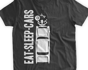 Car Enthusiast's Dream: Classic Mechanic T-Shirt for Dad, Funny Fathers Day Gift Eat Sleep Cars