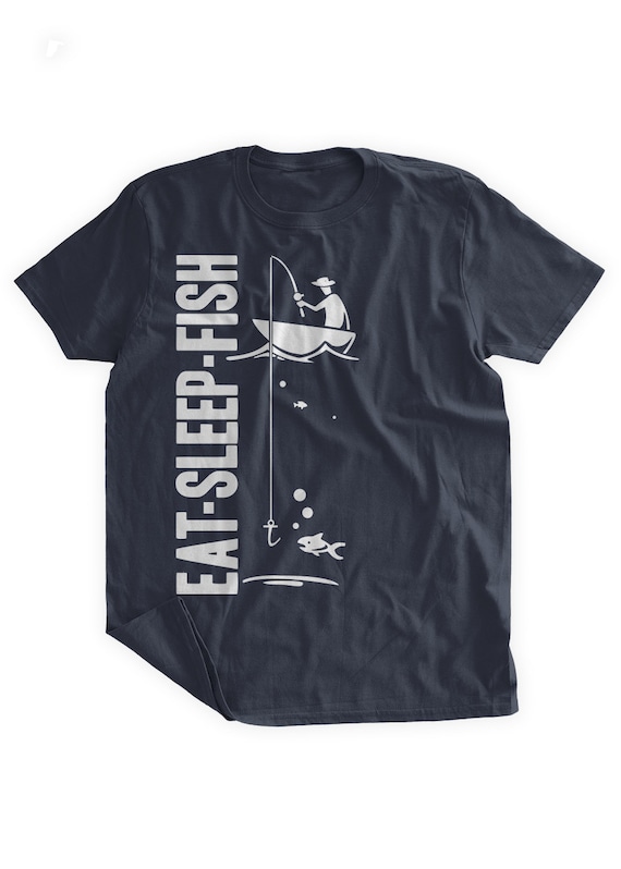 COL EAT SLEEP FISH MENS T SHIRT FISHING FISHERMAN GIFT PRESENT IDEA FOR DAD