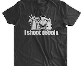Camiseta "I Shoot People", divertida camiseta de fotografía, camiseta de cámara, regalos para fotógrafos, imagen familiar, para hombres, mujeres, jóvenes y niños.