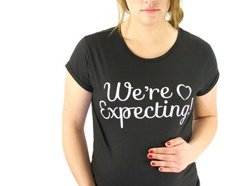 We're Expecting heart  Maternity T-Shirt Maternity Clothes Top - pbelly print - Made From Bamboo - SUPER SOFT & Stretchy