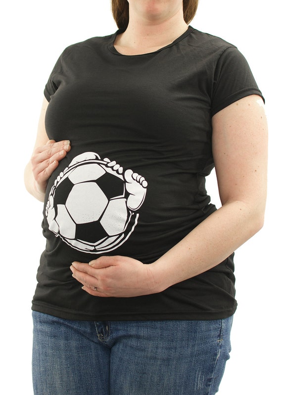 Baby Holding a Soccer Ball Maternity T 