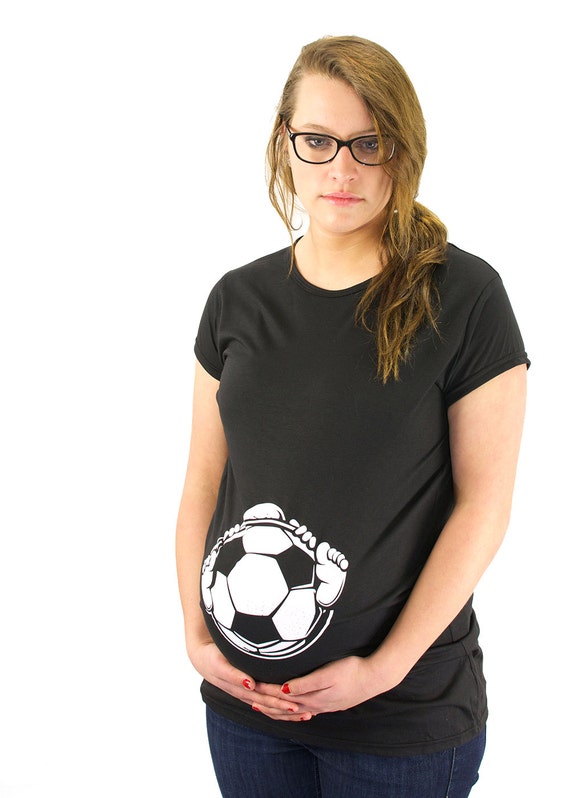 Baby Holding a Soccer Ball Maternity T 