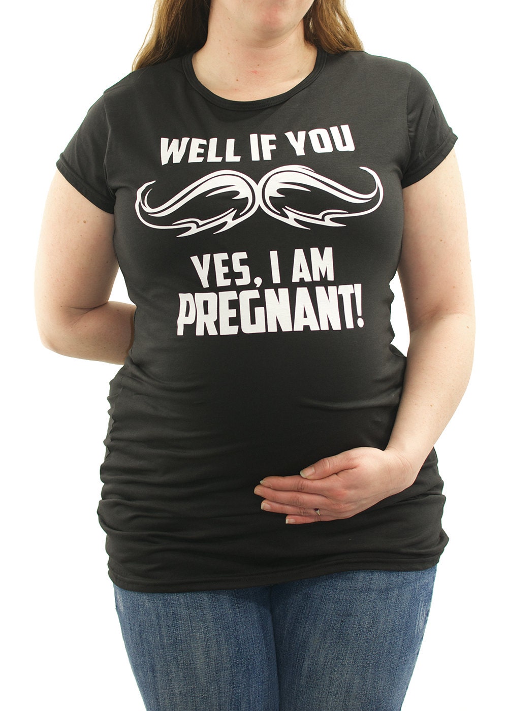 If you mustache yes i'm pregnant Maternity T-Shirt | Etsy