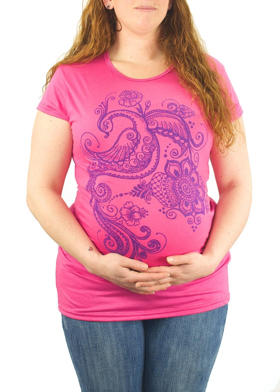 Henna Peacock Print Maternity T-shirt 