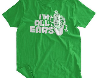 Camiseta "Soy Todo Orejas", divertida camiseta de maíz, granja, agricultura, agricultores, comer cultivos del mercado local, familia, hombres, mujeres, jóvenes, niños, camiseta