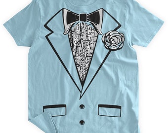 Funny Tuxedo Tshirt Blue Tuxedo Shirt Wedding Party Groom Retro Tuxedo Costume Fancy Dress Fake Tuxedo Mens Tuxedo Tshirt