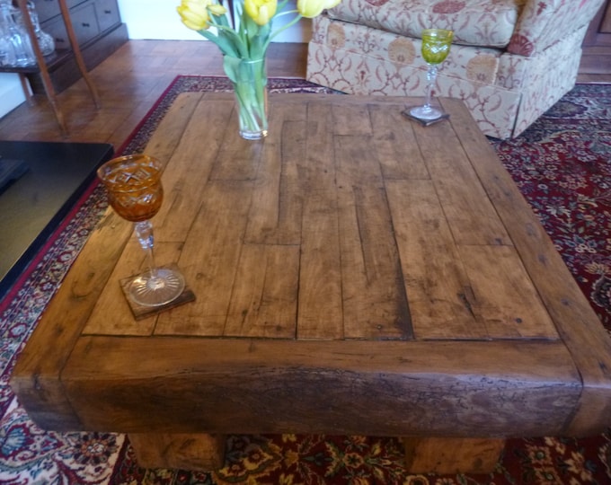 Chunky French Oak Coffee Table Etsy UK