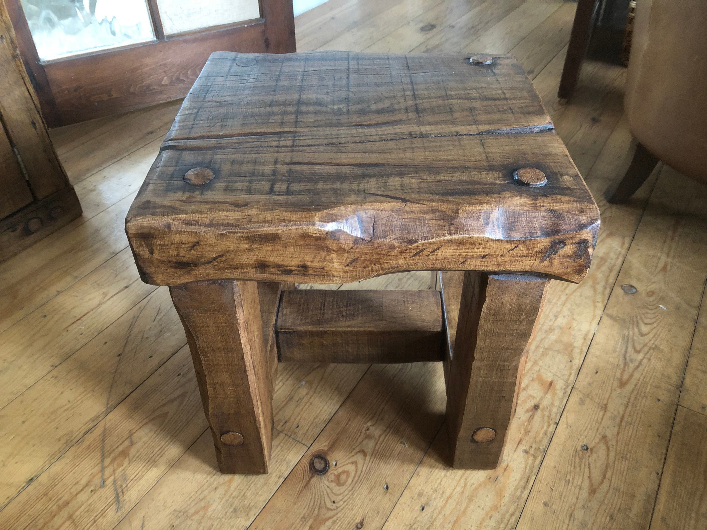 Stool Side Table Made From Reclaimed Oak Etsy UK