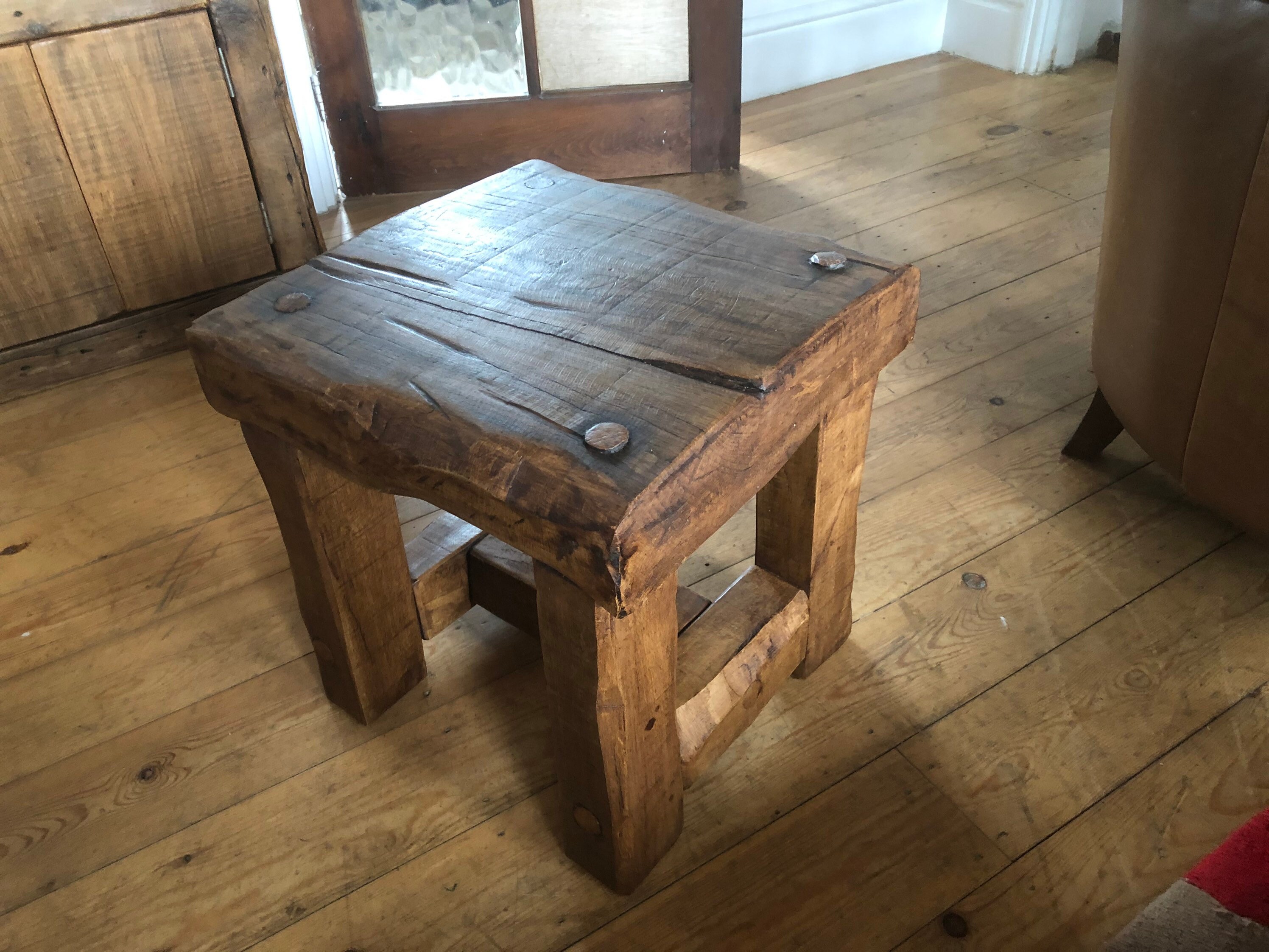 Stool Side Table Made From Reclaimed Oak Etsy UK