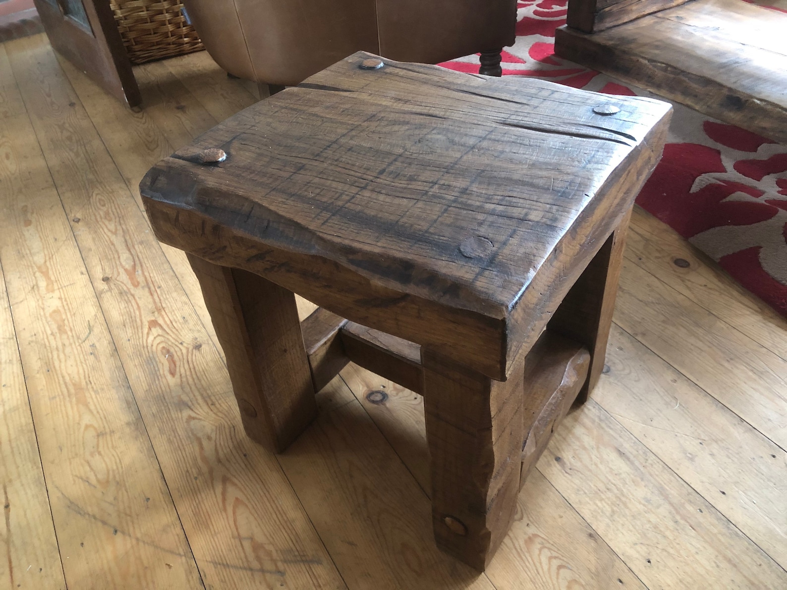 Stool Side Table Made From Reclaimed Oak Etsy UK