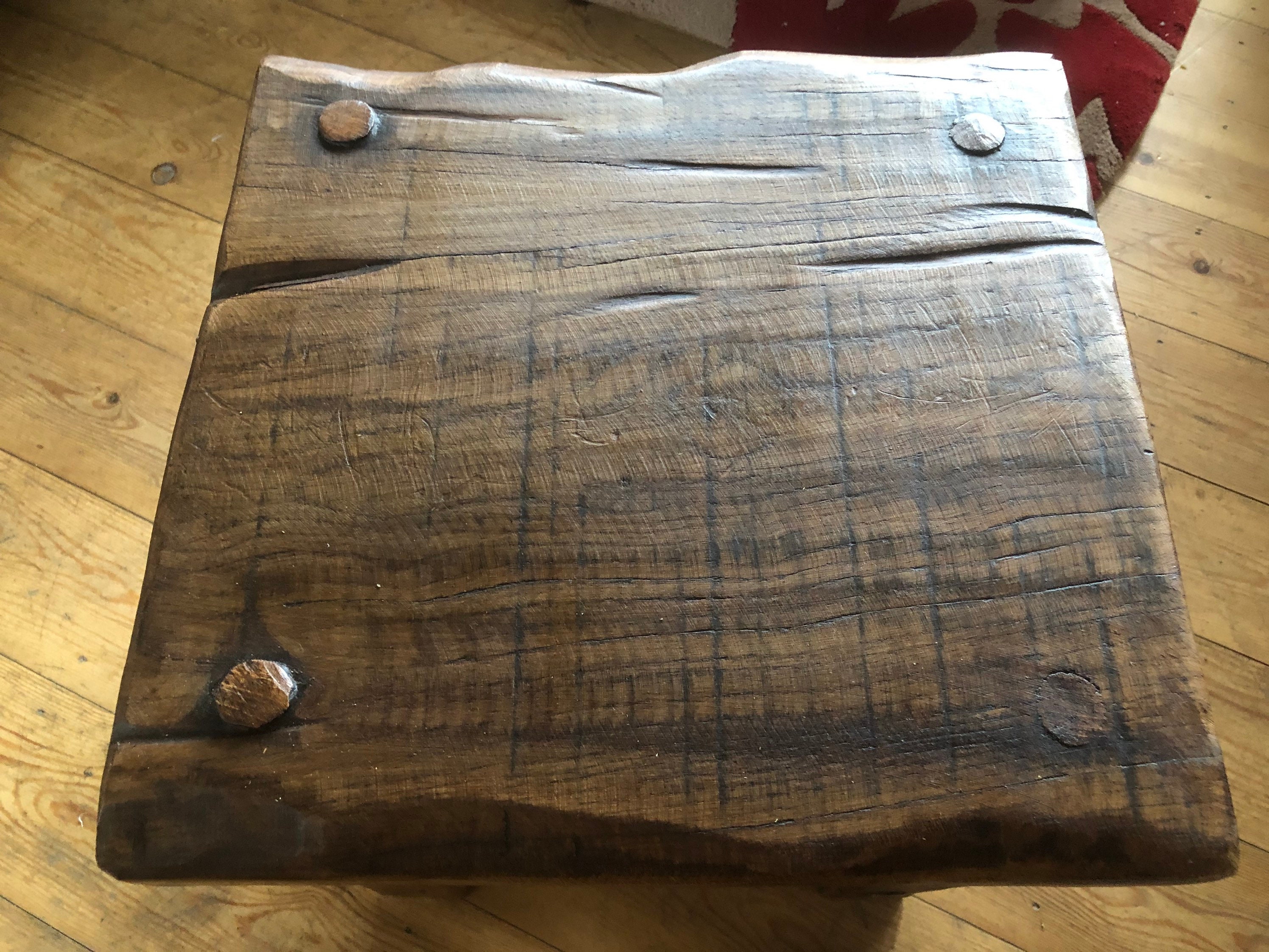 Stool Side Table Made From Reclaimed Oak Etsy UK