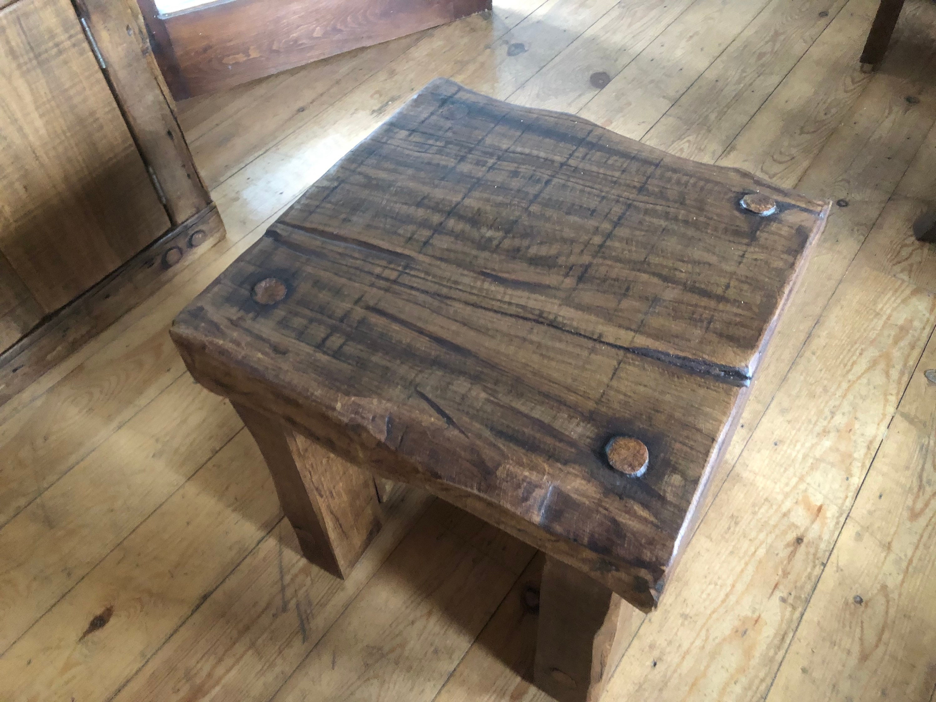 Stool Side Table Made From Reclaimed Oak Etsy UK