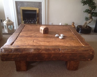 Handmade rustic coffee table made from old french oak!!