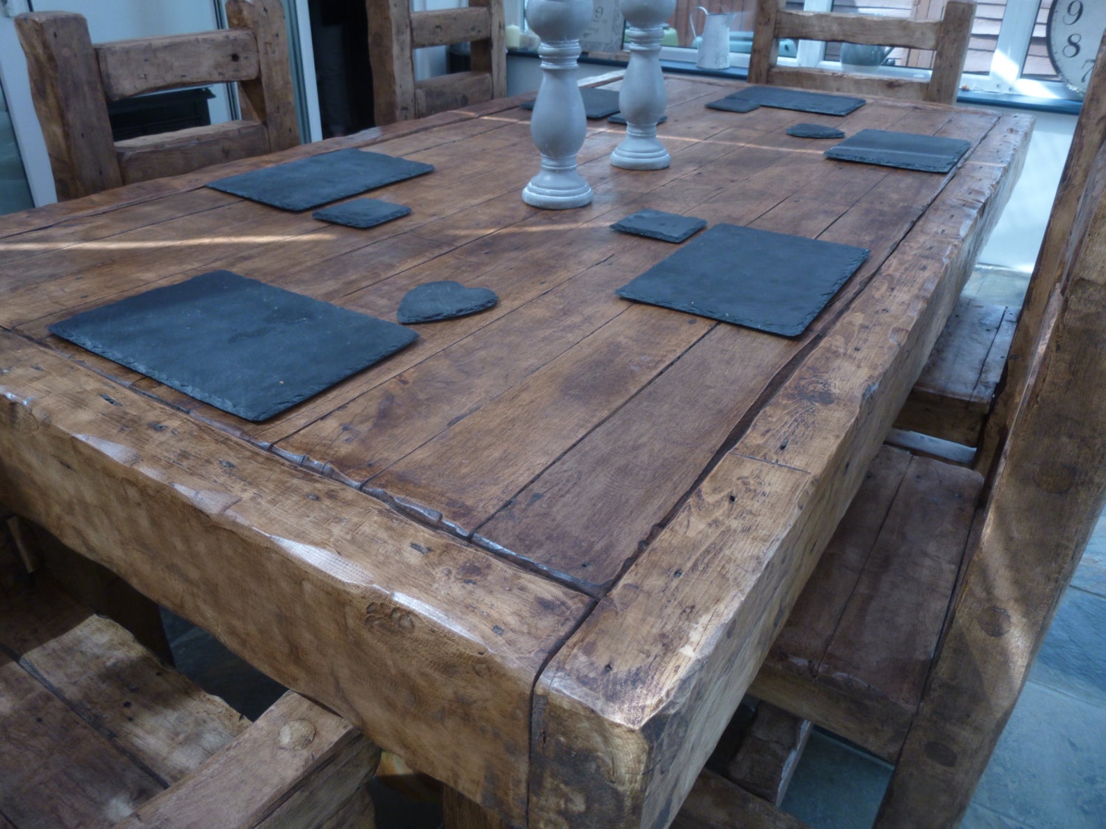 Chunky Rustic Dining Table Set Made From Old French Oak Etsy