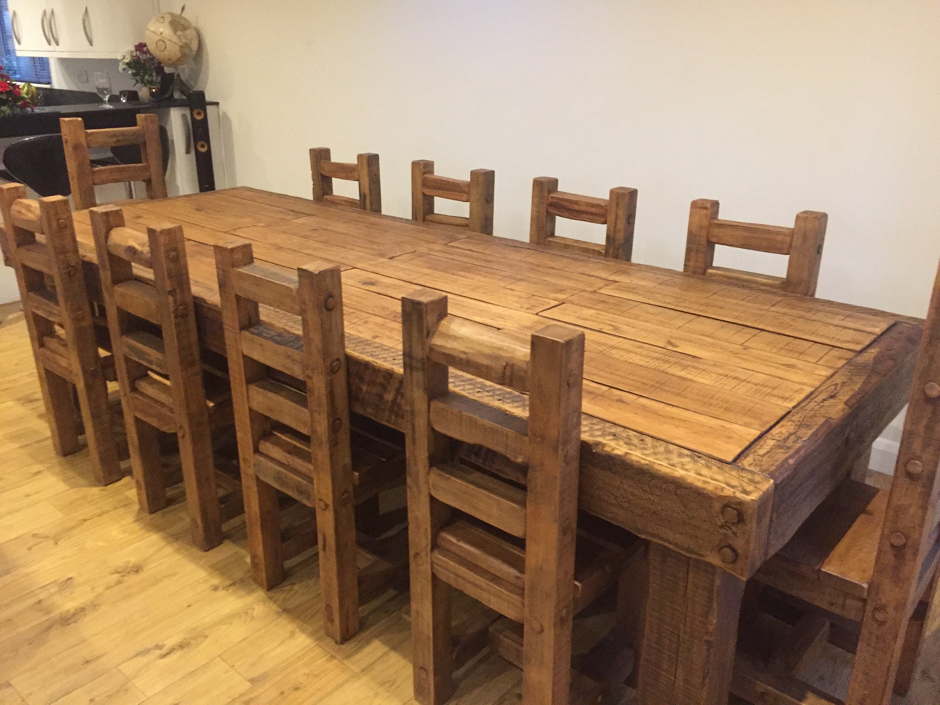 Distressed oak dining table deals