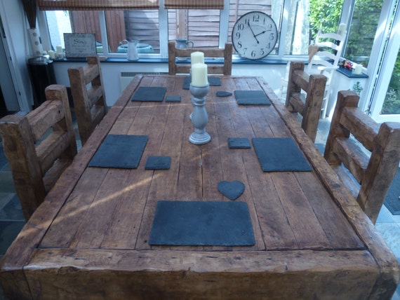Rustic oak dining table set discount