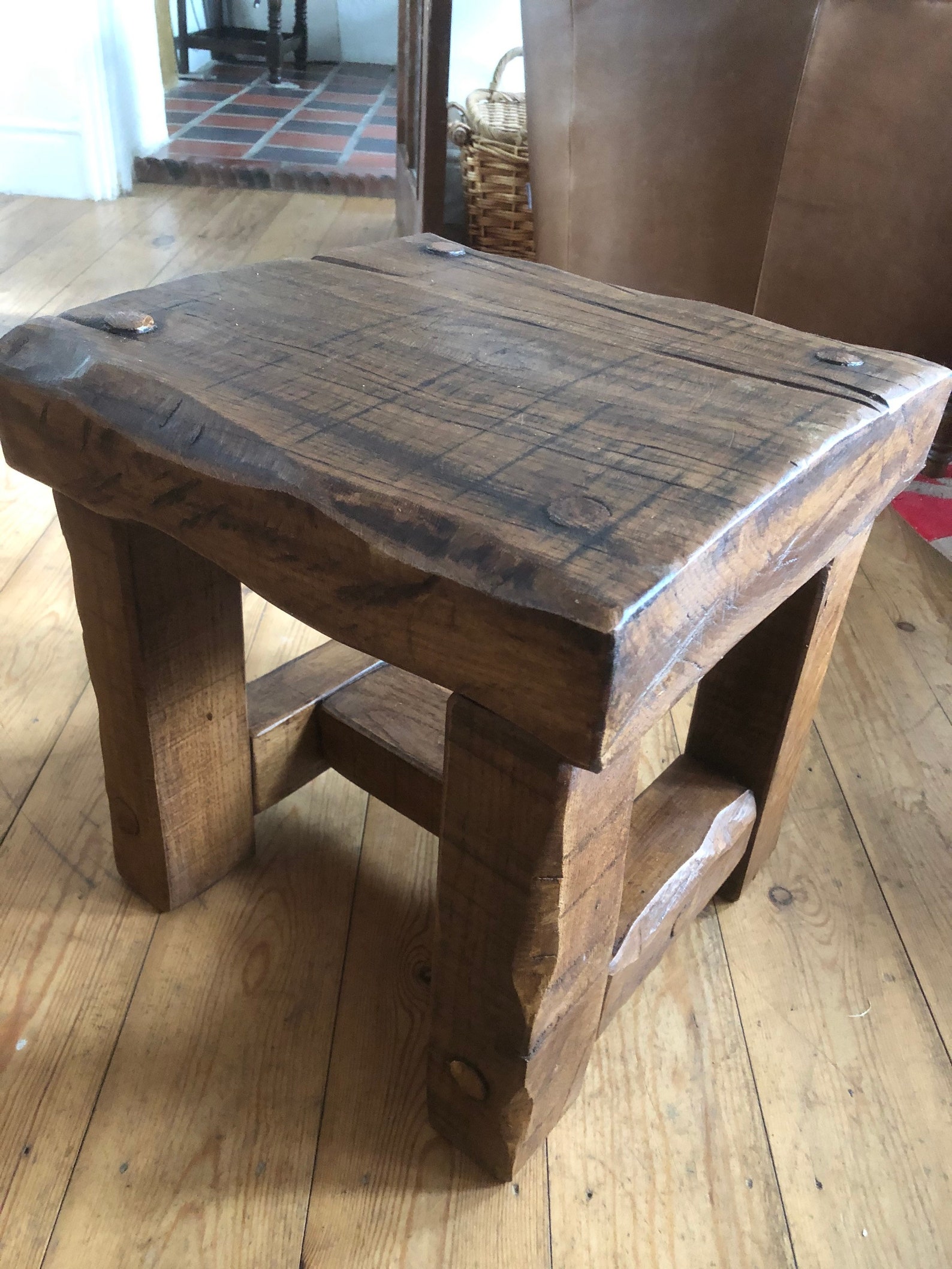 Stool Side Table Made From Reclaimed Oak Etsy UK