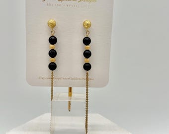 Blue Goldstone and Gold Stardust Earrings
