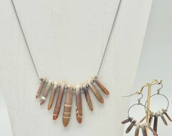 Sea Urchin Spines Necklace and Earrings Set