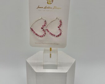 Pink Jade Heart Hoop Earrings