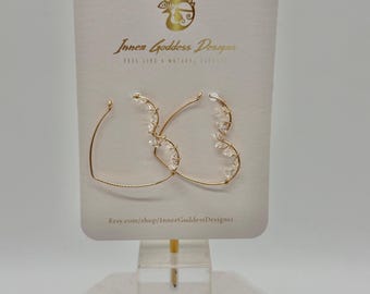 Herkimer Diamond Heart Hoop Earrings