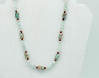 Imperial Jasper Aquamarine Necklace