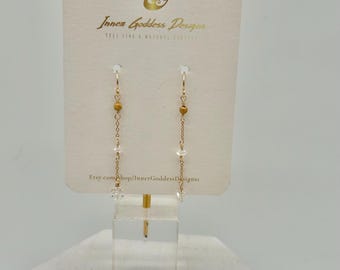 Herkimer Diamond and Gold Stardust Earrings