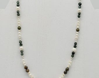 Seraphinite and Freshwater Pearl Necklace