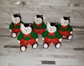 Department 56 Set of 5 Handpainted Cat Ornaments