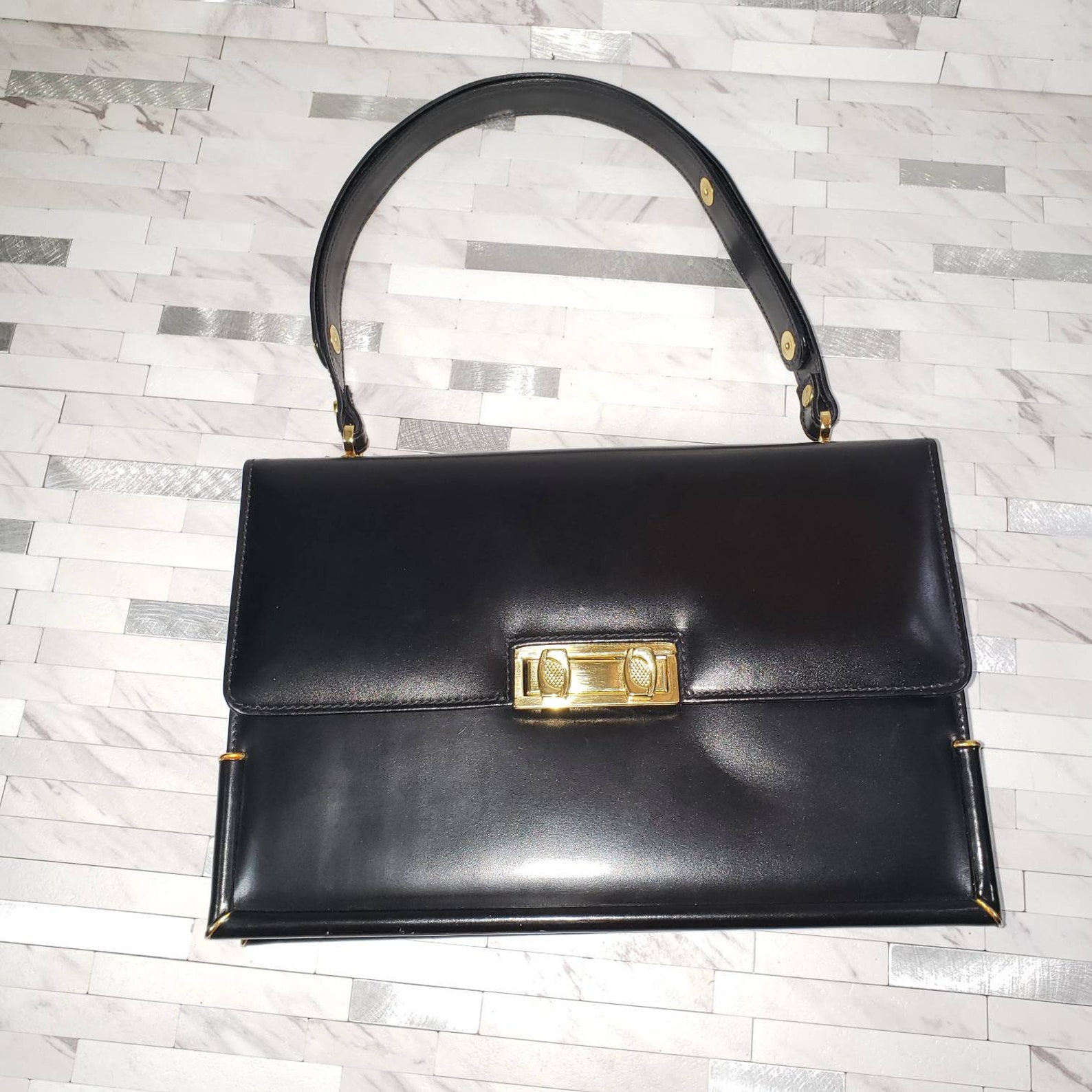 Michelangelo Kelly Bag Florence Italy Black Calfskin Leather - Etsy