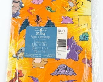 Vintage 1990s Pokémon Gift Wrap Sealed NOS