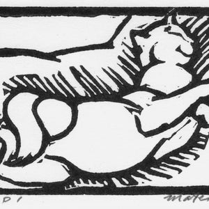 Happy Cat, an original linocut, signed