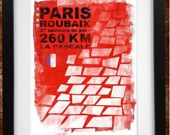 Paris Roubaix Cycling Print - Cycling Print - Cycling Poster - Tour de France Souvenir - Cycling Gift - Cycling Souvenir - Cycling Art