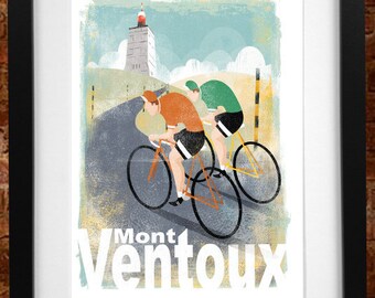 Mont Ventoux Druck 2 Radfahrer - Radfahren Druck - Radfahren Poster - Tour de France Souvenir - Radfahren Geschenk - Radfahren Souvenir - Radfahren Kunst