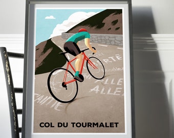 Print Col du Tourmalet - Wielerprint - Fietssouvenir - Cadeau voor wielrenner - Cadeau-ideeën voor kerstwielrennen