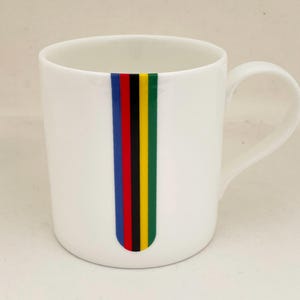 Cycling World Champion Stripes Mug - Hand Decorated & Kiln Fired
