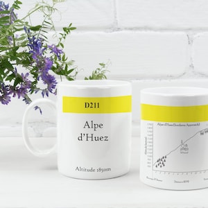 Alpe d'Huez famosa climbs taza - taza de ciclismo - recuerdo ciclista - regalo de ciclismo - regalos para ciclistas - Navidad ciclismo ideas de regalo