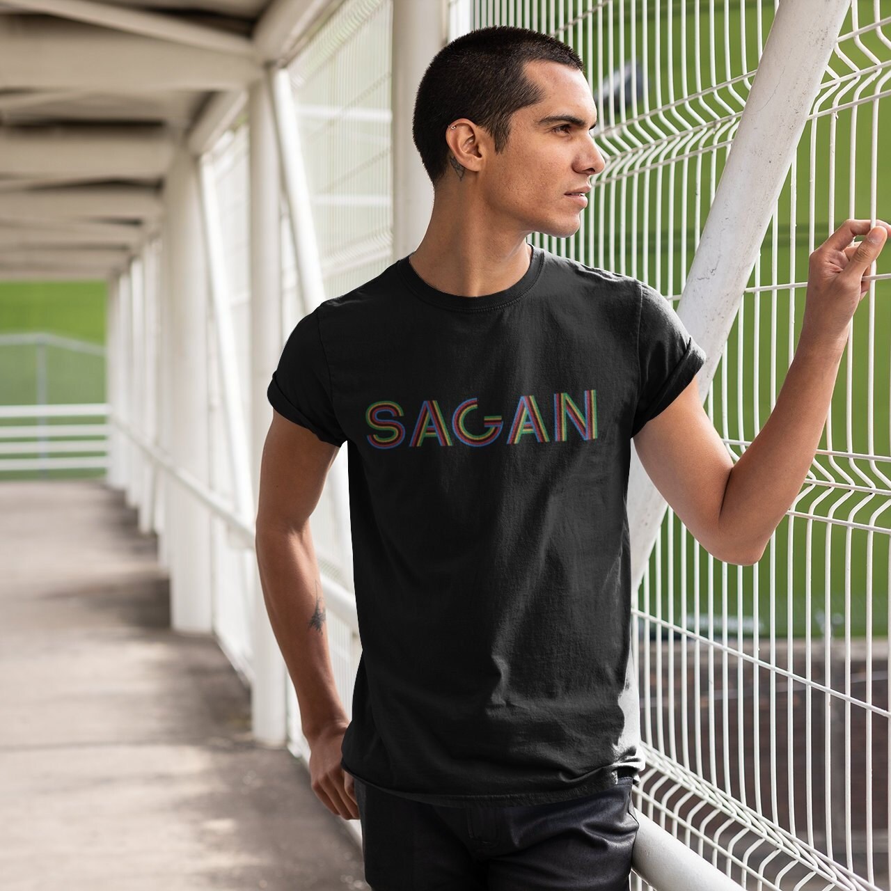 Image of Cycling T-Shirt - Black Sagan World Champion Stripes Gifts Christmas Gift Ideas
