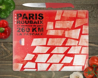 Paris Roubaix Glass Chopping Board - Cycling  - Tour de France Souvenir - Cycling Gift - Cycling Souvenir - Christmas Cycling gift ideas