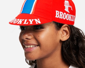 Kids Cycling Cap - Brooklyn Red Cap - Cycling Souvenir - Cycling Gift - Tour de France - Cycling Fans - Kids Cycling