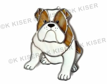 Stained Glass English Bulldog Suncatcher Window Hanging Lover Gift