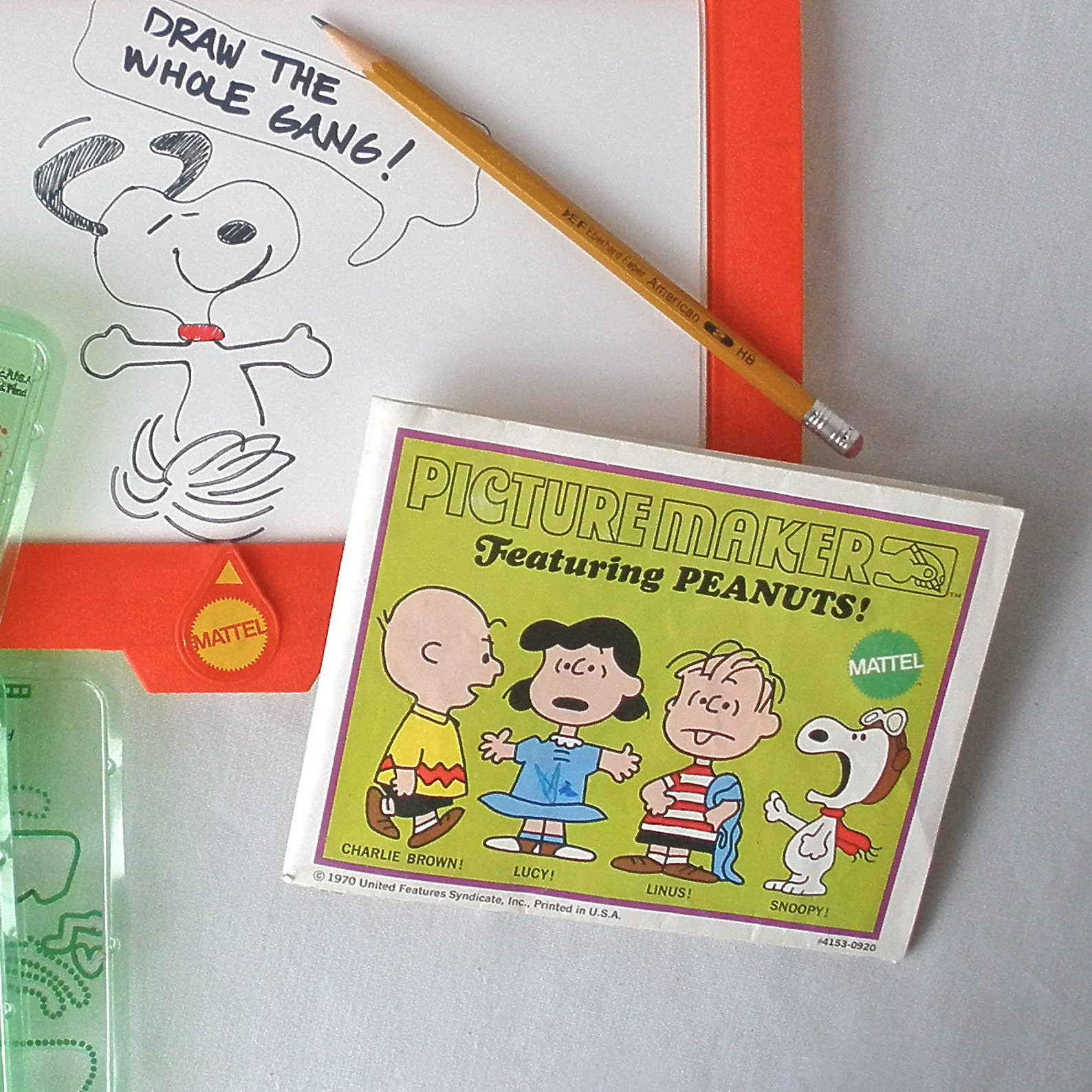 Mattel Peanuts Picture Maker Snoopy Vintage 1970 Stencils Etsy