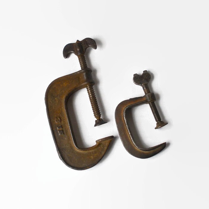 Vintage C Clamps Metal 2 And 3 Inch Antique Old Hand Tool Made Etsy