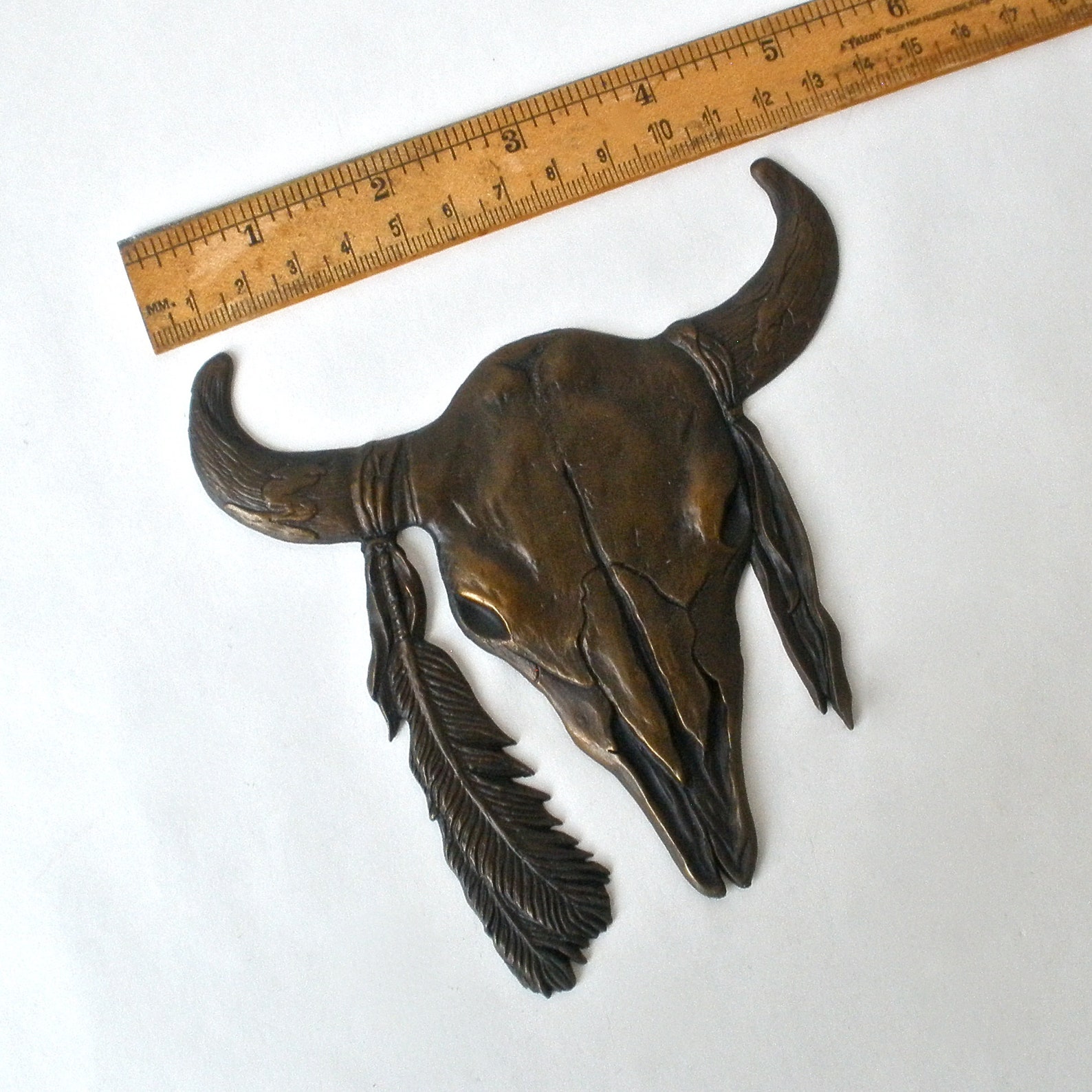 Buffalo Skull Bronze Art Casting Sculpture Woodworking Metal Etsy