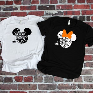 Matching Mickey and Minnie Halloween Spider Tees, Minnie Spider web Tee, Mickey Spider Web Tee, Mickey&#39;s Not So Scary Halloween Tee