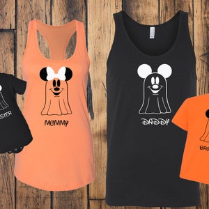 Mickey and Minnie Ghost Family Tees or Tanks, Mickey Ghost Tee, Minnie Ghost Tees, Disney Halloween Party Matching Tshirts, Not So Scary