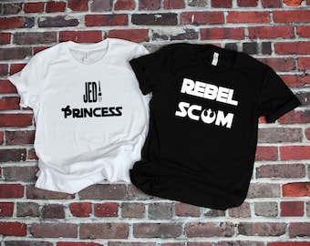 Star Wars Disney Couples Shirt, Star Wars Husband and Wife Matching tees, Couples Star Wars Shirts, Disneyland Star wars matching tees