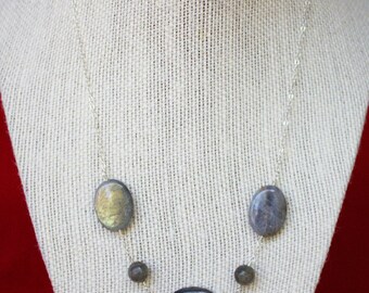 It's The 3-2 Labradorite Combo. 3 Large, 2 Small Labradorite Beads with Sterling Silver Cable Chain