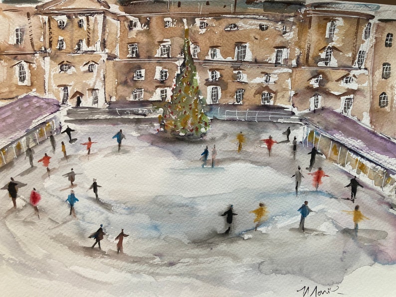 AQUARELLE , NEW YORK , patineurs sur glace image 2